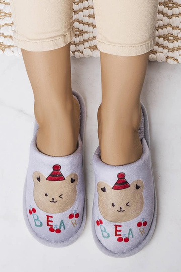 Chinelos de urso cinza macios 2