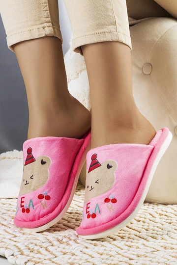 Chinelos macios de urso rosa escuro 2
