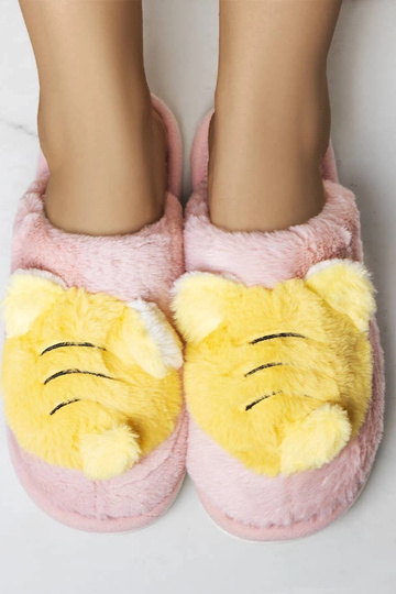 Pantufas macias rosa e amarelas de abelha 2