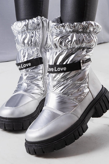 Botas de inverno prateadas,...