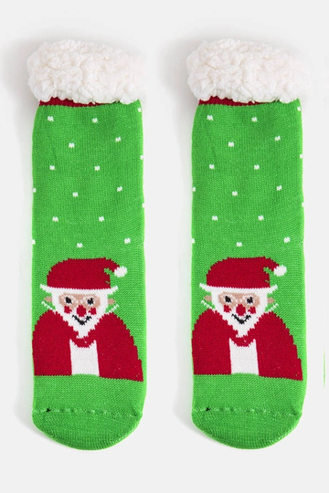 Meias de inverno verdes com o Papai Noel, "Challi"
