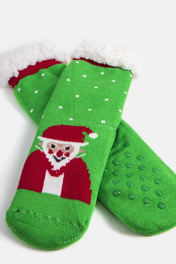 Meias de inverno verdes com o Papai Noel, "Challi" 2