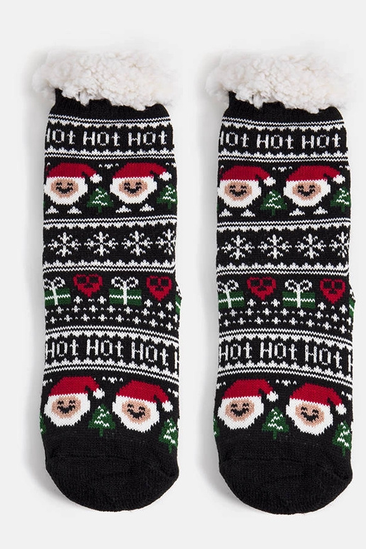 Meias pretas isoladas com Papai Noel...