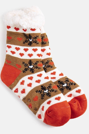 Meias de inverno Grondi marrom e laranja