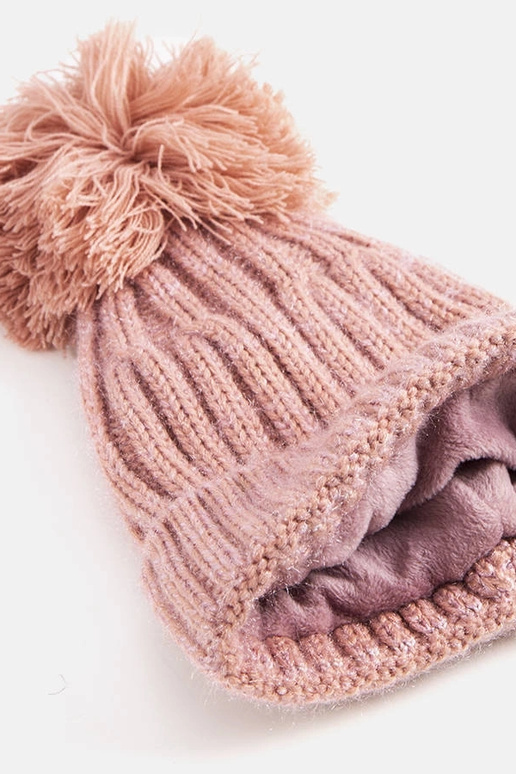 Chapéu pompom rosa Karloti