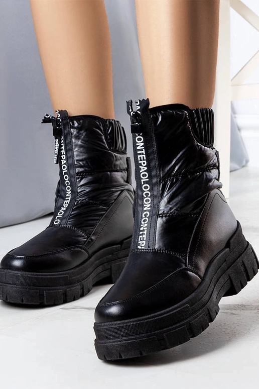 Botas de inverno pretas acolchoadas,...