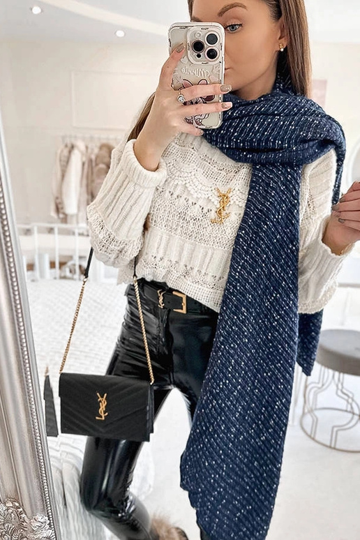 Cachecol Khalil azul marinho com...