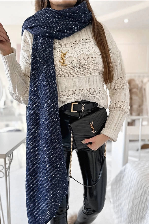 Cachecol Khalil azul marinho com...