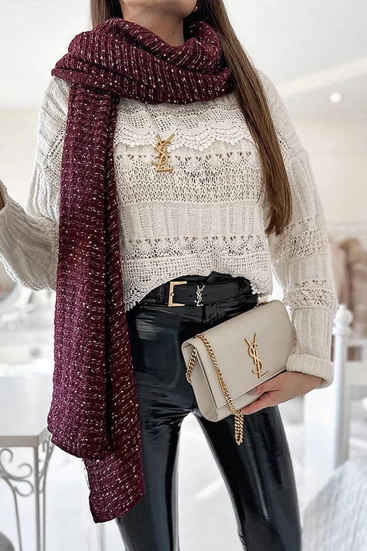 Cachecol Khalil Burgundy Polka Dot