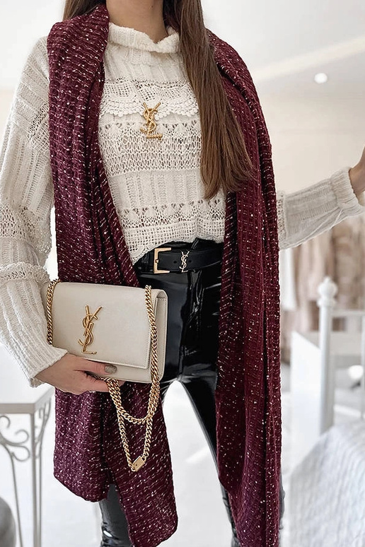 Cachecol Khalil Burgundy Polka Dot