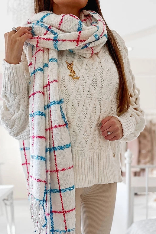 Cachecol xadrez branco Rachael