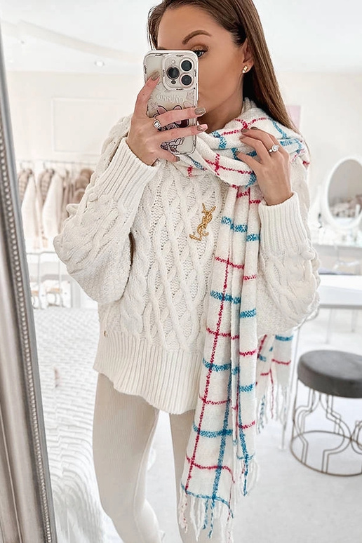 Cachecol xadrez branco Rachael