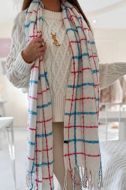 Cachecol xadrez branco Rachael