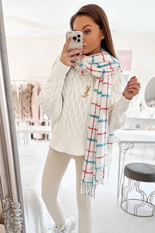 Cachecol xadrez branco Rachael