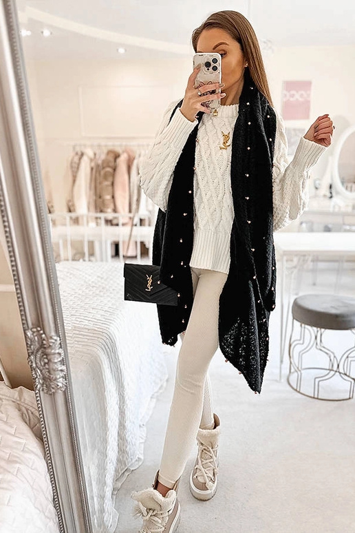 Xale de contas pretas Yvonne