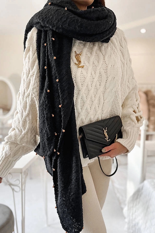 Xale de contas pretas Yvonne