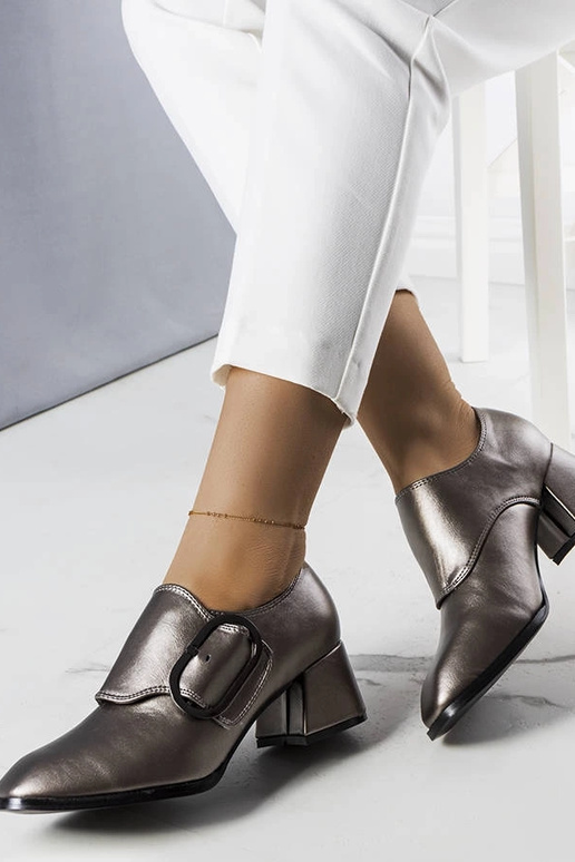 Sapatos de salto bloco cinza Ailani