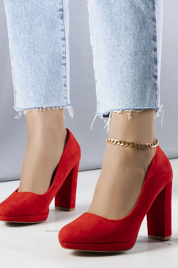Sapatos vermelhos com salto bloco Leonard