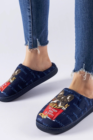 Pantufas Frenchfries azul marinho