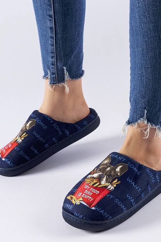 Pantufas Frenchfries azul marinho