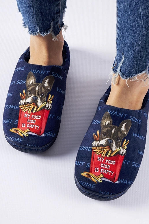 Pantufas Frenchfries azul marinho