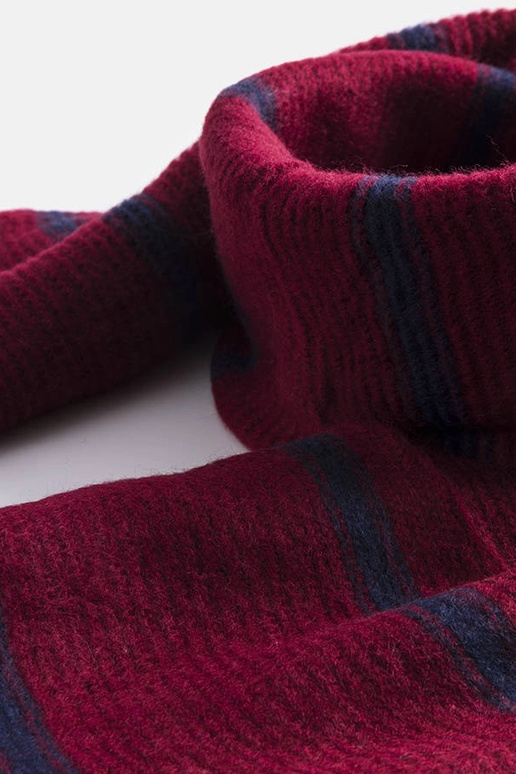 Cachecol bordô com listras azul...