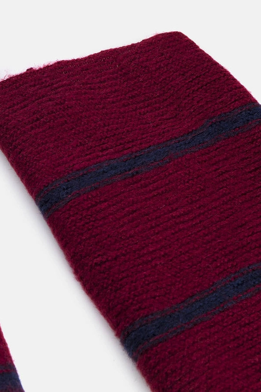 Cachecol bordô com listras azul...