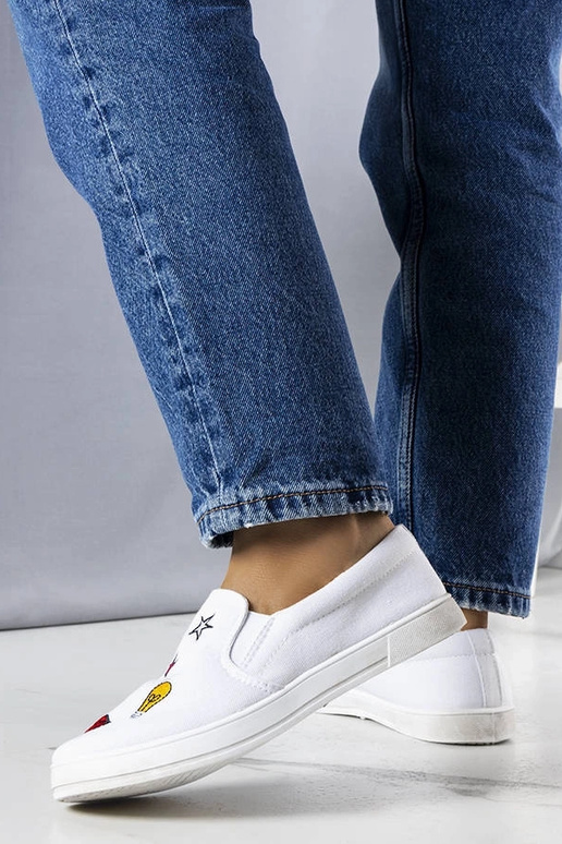 Tênis de tecido branco com patches Anais