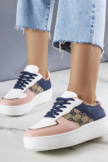 Tênis feminino Luzia rosa e azul marinho