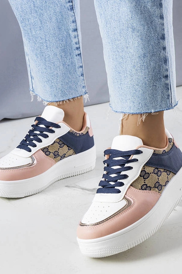 Tênis feminino Luzia rosa e azul marinho 2