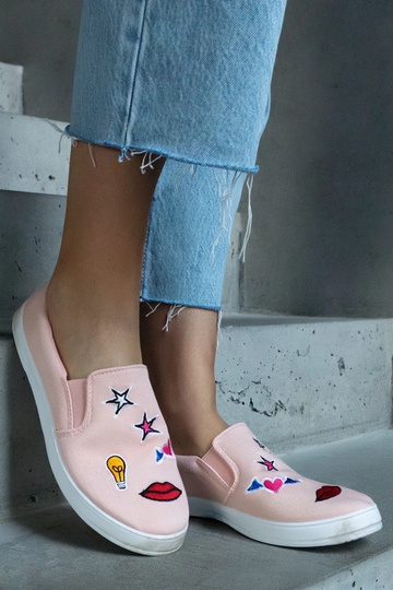 Tênis de tecido rosa com patches Anais 2