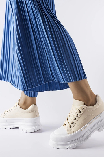 Tênis plataforma alta bege... 2