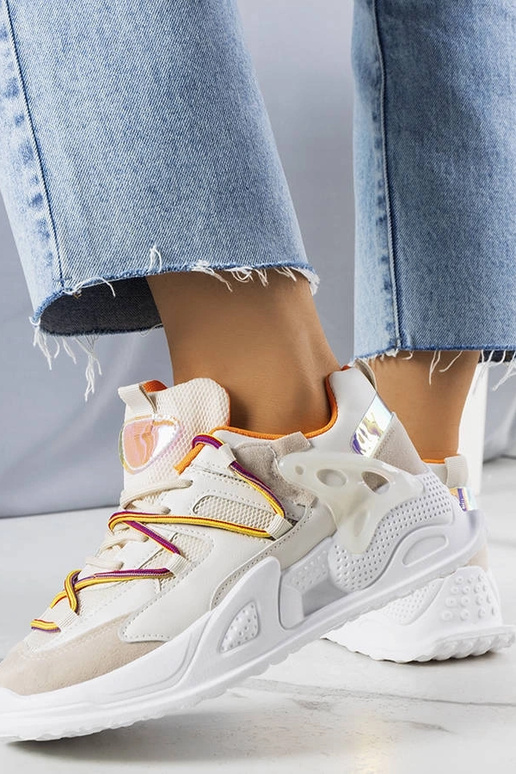 Tênis Traci bege material misto