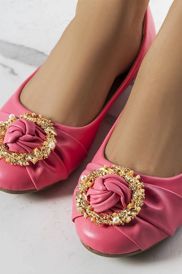 Sapatilhas de ballet rosa com decoração dourada Antoinette