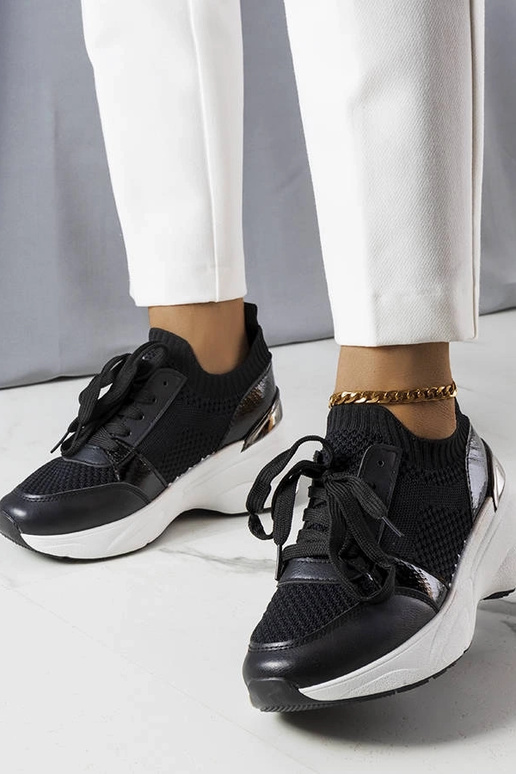 Tênis pretos com plataforma, "Ann"