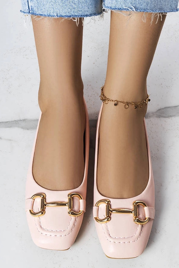 Sapatilhas de ballet rosa com decoração dourada Iris