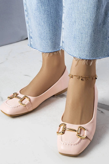 Sapatilhas de ballet rosa com decoração dourada Iris 2