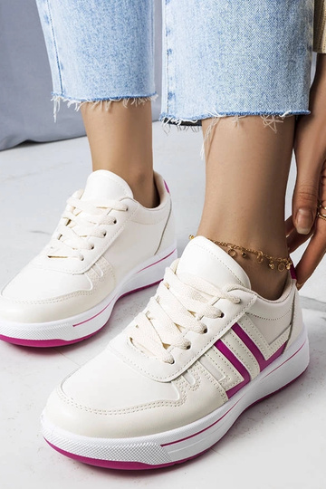 Tênis creme com apliques rosa Olympia
