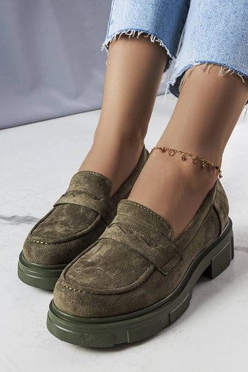 Mocassins verdes de eco-camurça, "Alacoque" 2