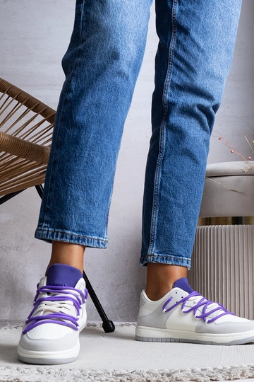 Tênis cinza feminino tênis roxo cadarços Arcobaleno 2