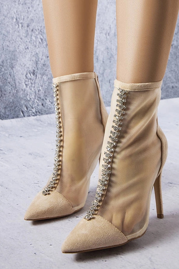 Botas na cor areia com pedras de zircônia, "Veilleux"