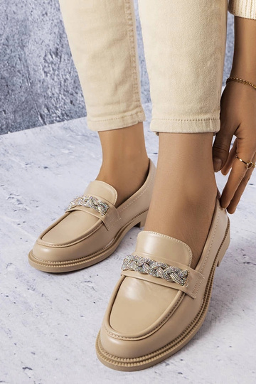 Mocassins bege com zircões Colette