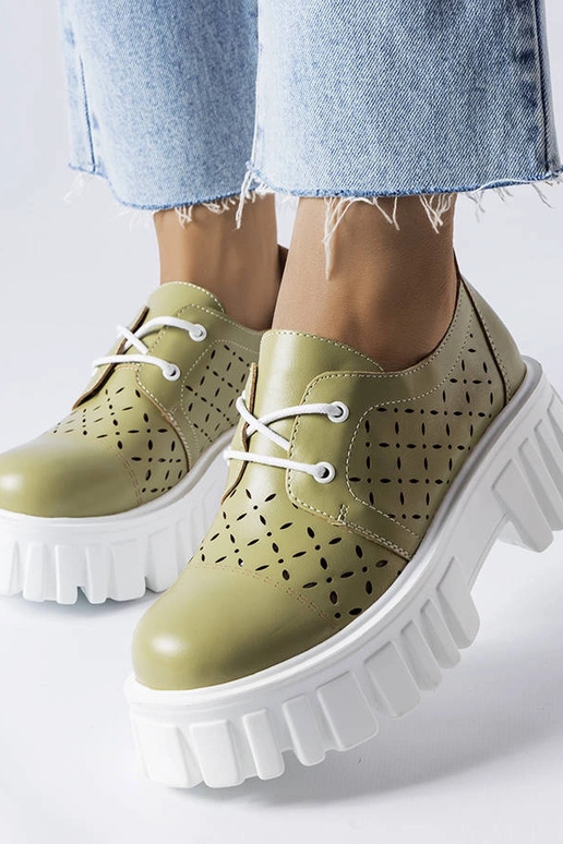 Sapatos Camus chunky vazados verdes