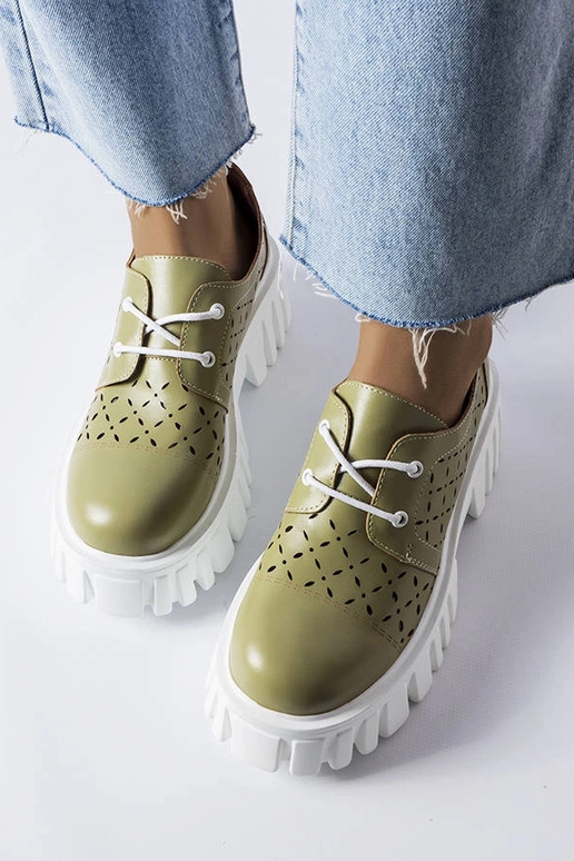 Sapatos Camus chunky vazados verdes