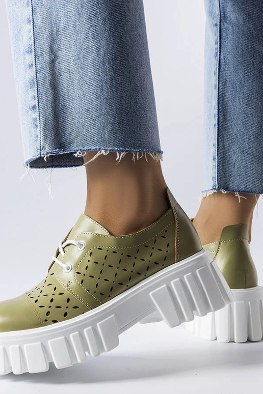 Sapatos Camus chunky vazados verdes