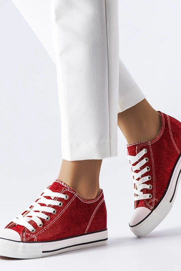 Tênis Crete wedge vermelho com glitter