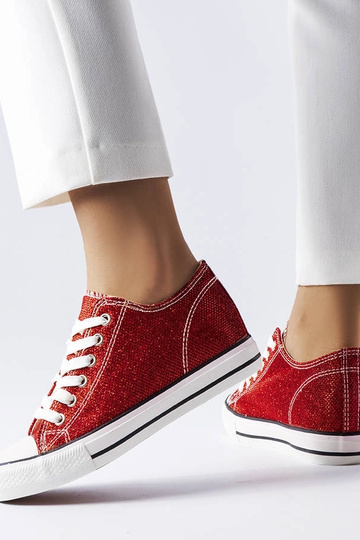 Tênis Crete wedge vermelho com glitter 2