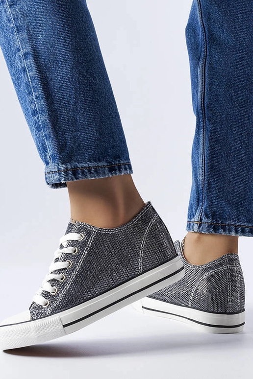 Tênis Crete wedge preto com glitter