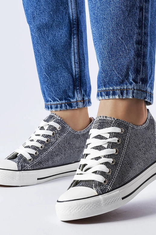 Tênis Crete wedge preto com glitter