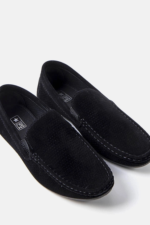 Mocassins masculinos pretos com...